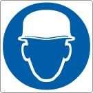 Floor pictogram for “Safety Headgear Required”