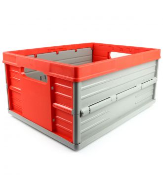 Collapsible crate - 32 litres - red and grey