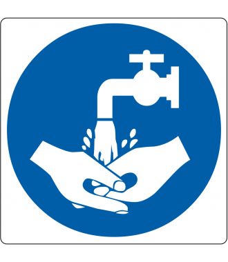 Floor pictogram for “Hand Wash Required”